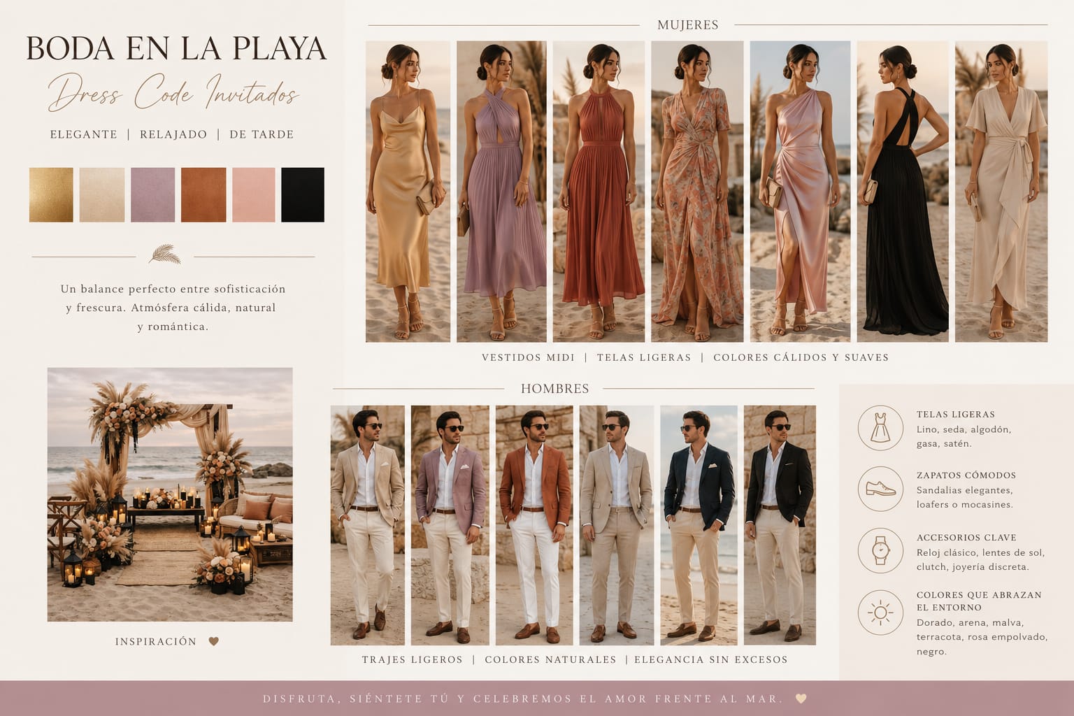 Gu&iacute;a visual de inspiraci&oacute;n para el dress code de la boda